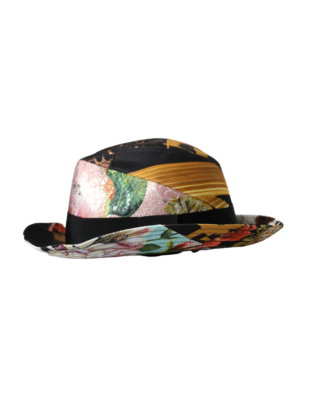 Chapeau Fedora Femme Dolce & Gabbana Patchwork Multicolore à Large Bord