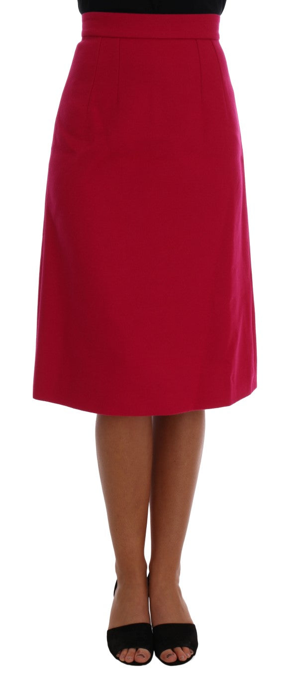Jupe trapèze mi-longue en laine rose Dolce & Gabbana