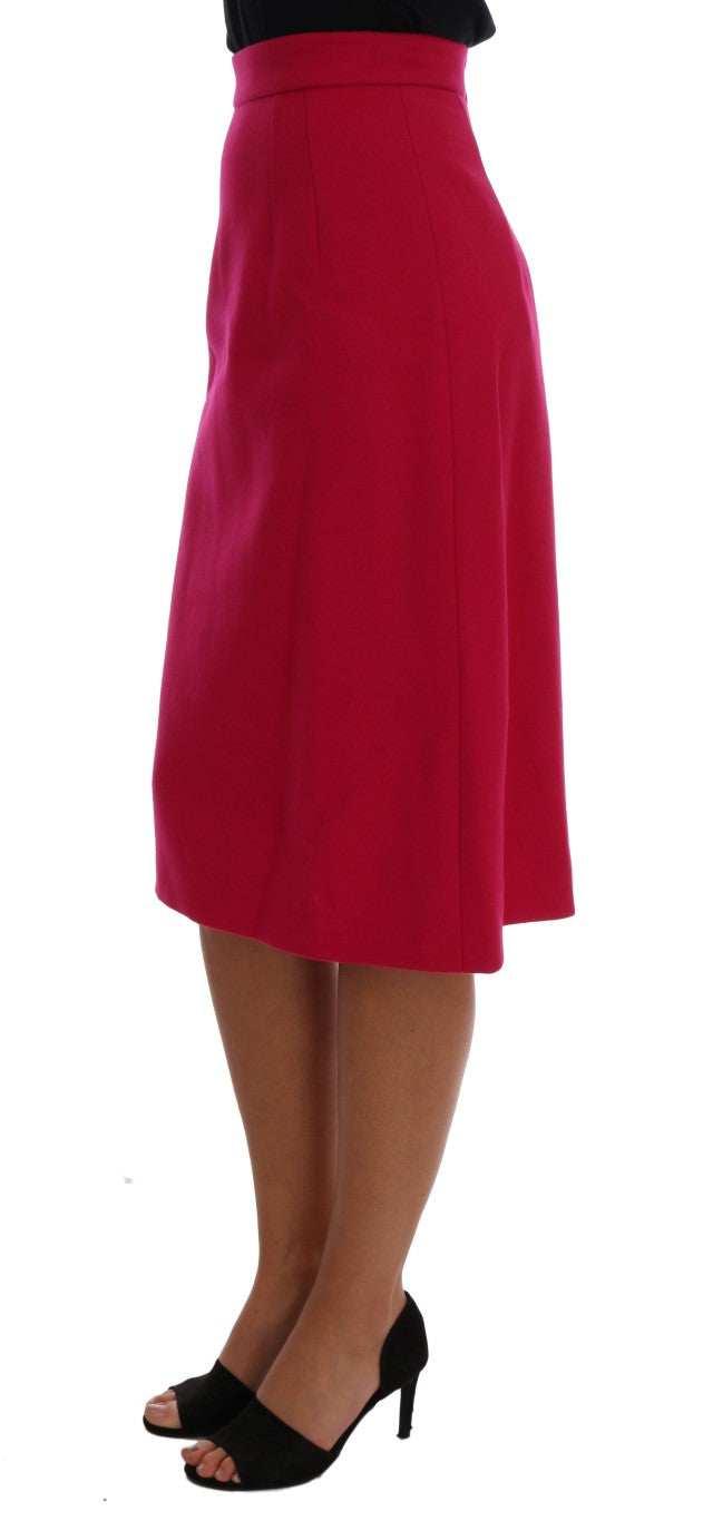 Jupe trapèze mi-longue en laine rose Dolce & Gabbana