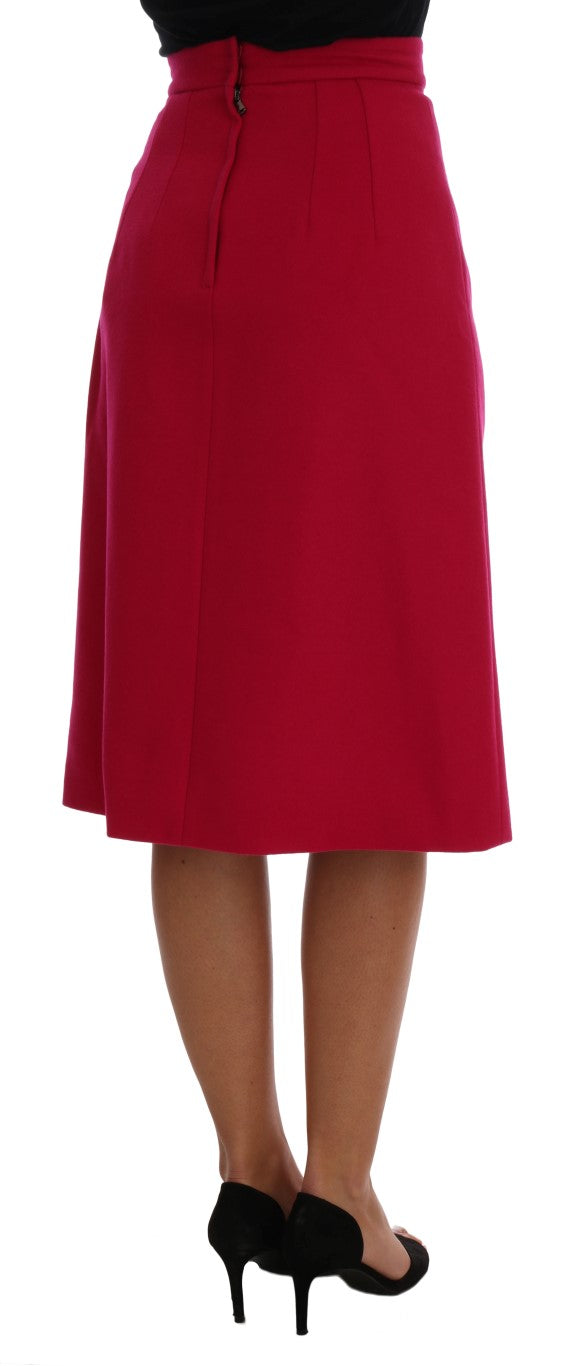 Jupe trapèze mi-longue en laine rose Dolce & Gabbana