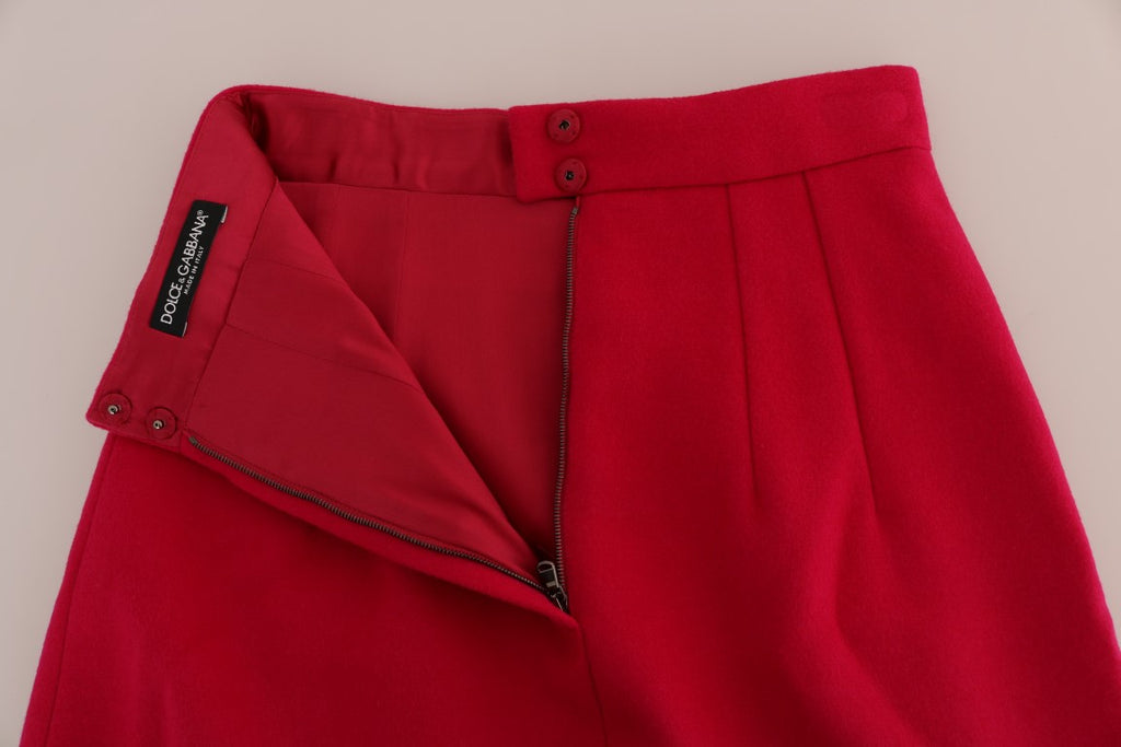 Jupe trapèze mi-longue en laine rose Dolce & Gabbana