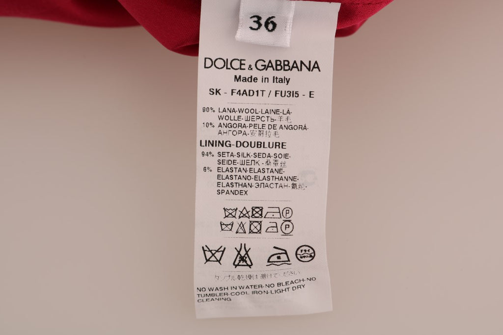 Jupe trapèze mi-longue en laine rose Dolce & Gabbana