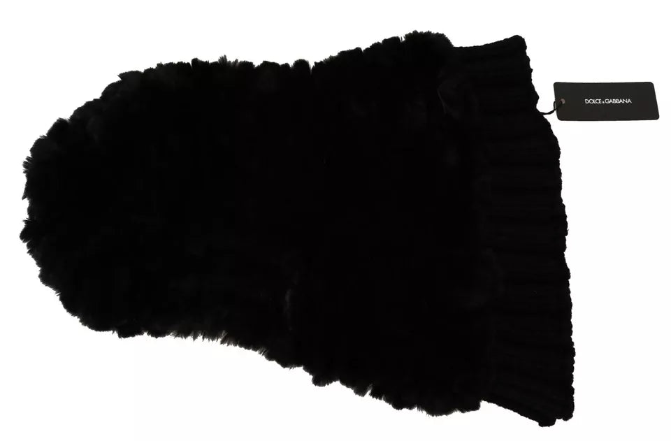 Écharpe à capuche Dolce & Gabbana en cachemire et fourrure de renard argenté noire