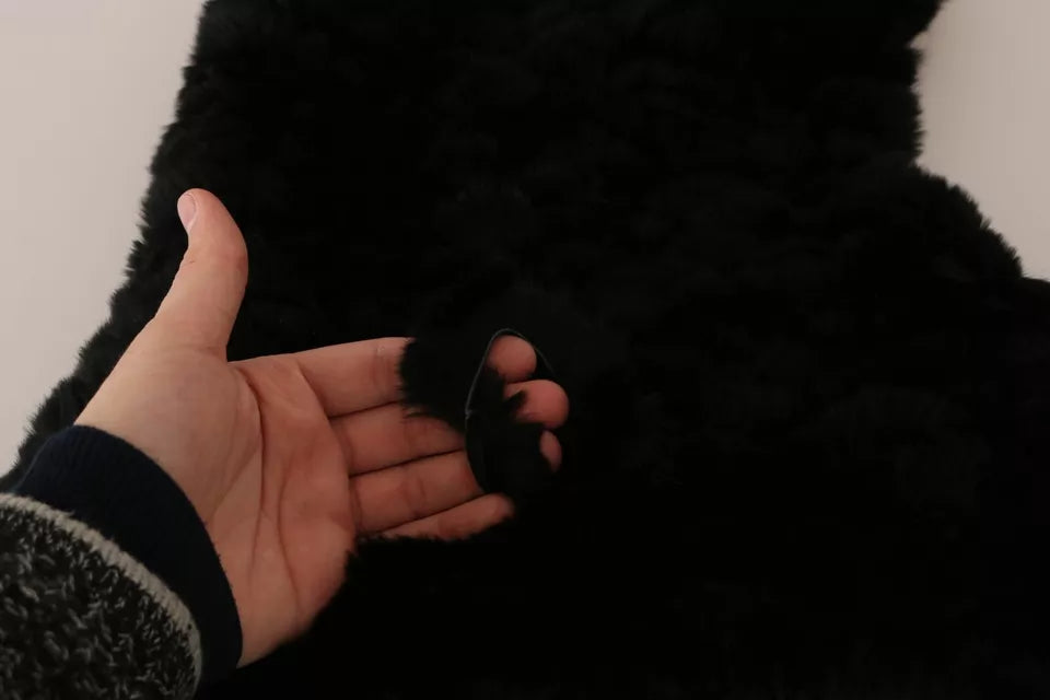 Écharpe à capuche Dolce & Gabbana en cachemire et fourrure de renard argenté noire