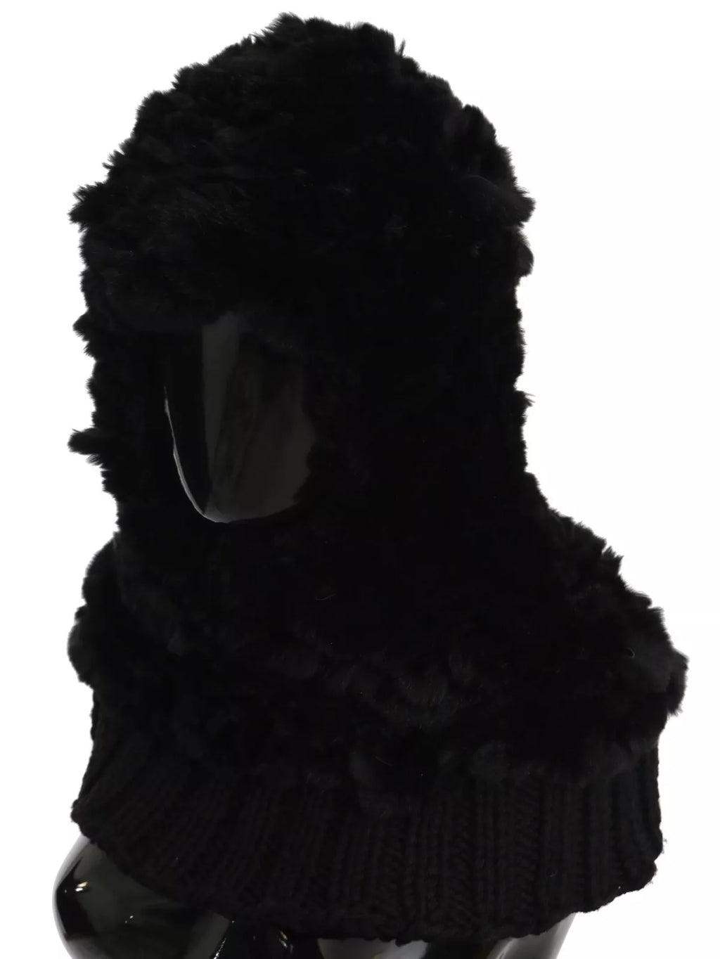 Écharpe à capuche Dolce & Gabbana en cachemire et fourrure de renard argenté noire