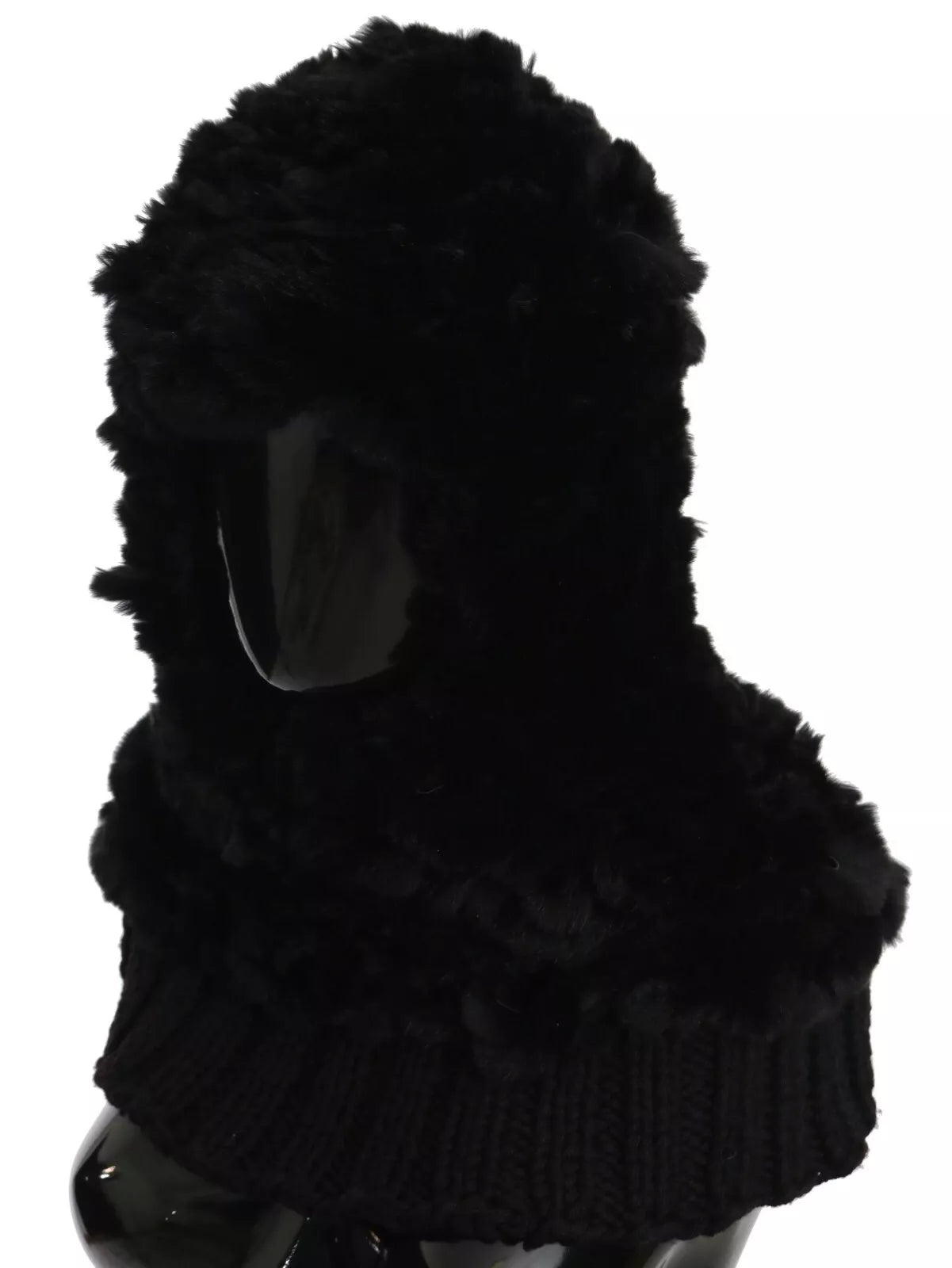 Écharpe à capuche Dolce & Gabbana en cachemire et fourrure de renard argenté noire