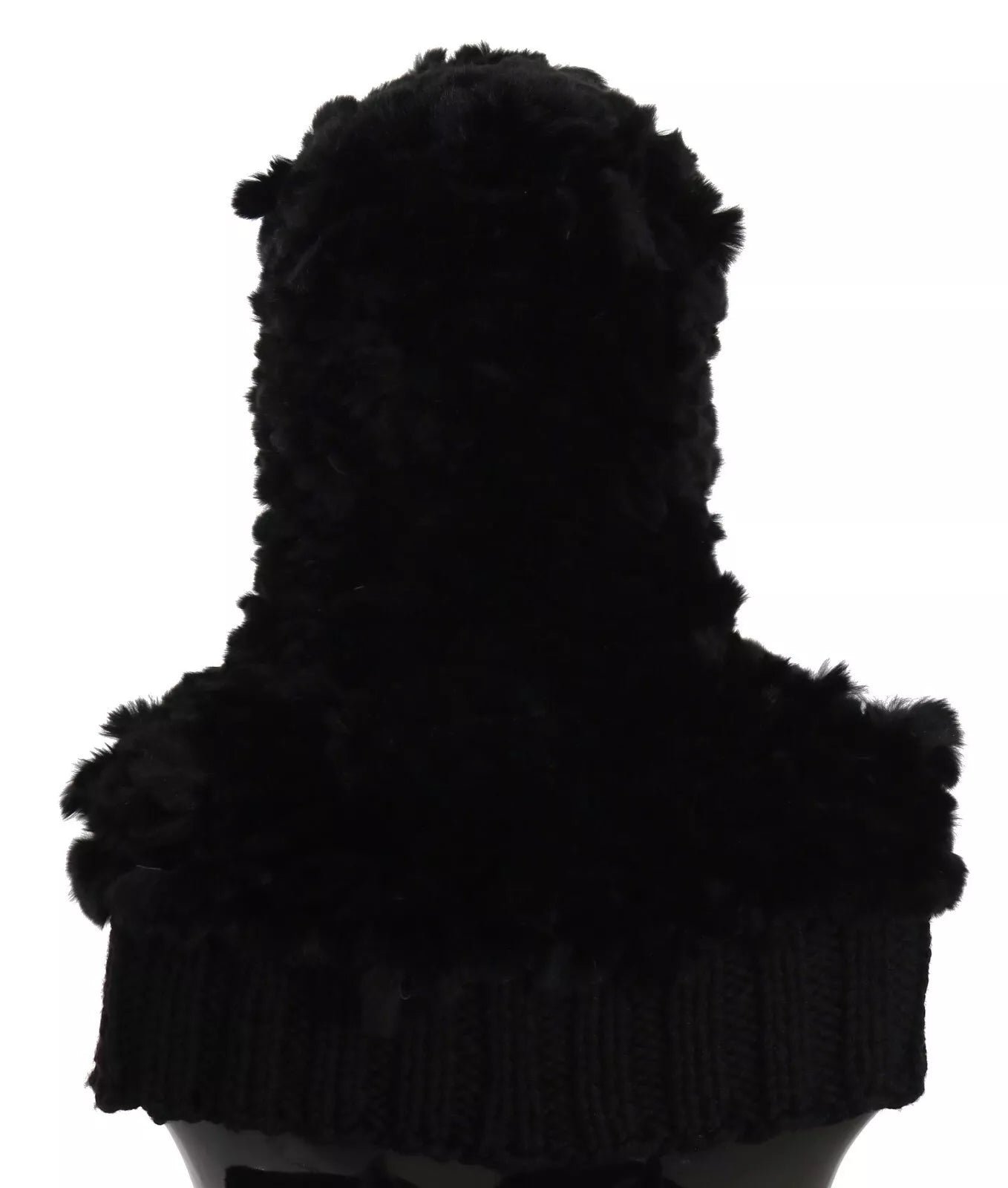 Écharpe à capuche Dolce & Gabbana en cachemire et fourrure de renard argenté noire