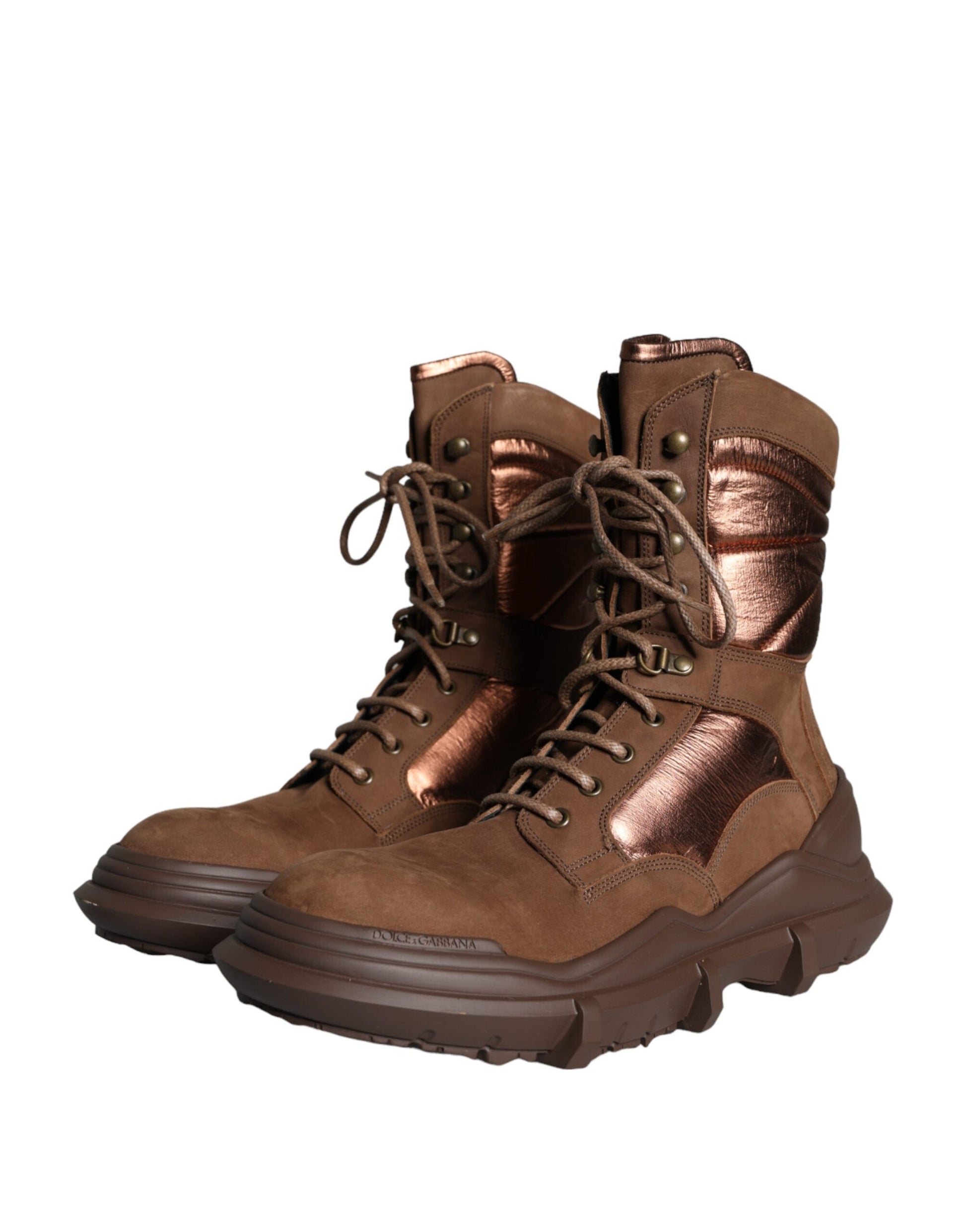 Dolce & Gabbana Brown Lace Up Boots for Men detail view