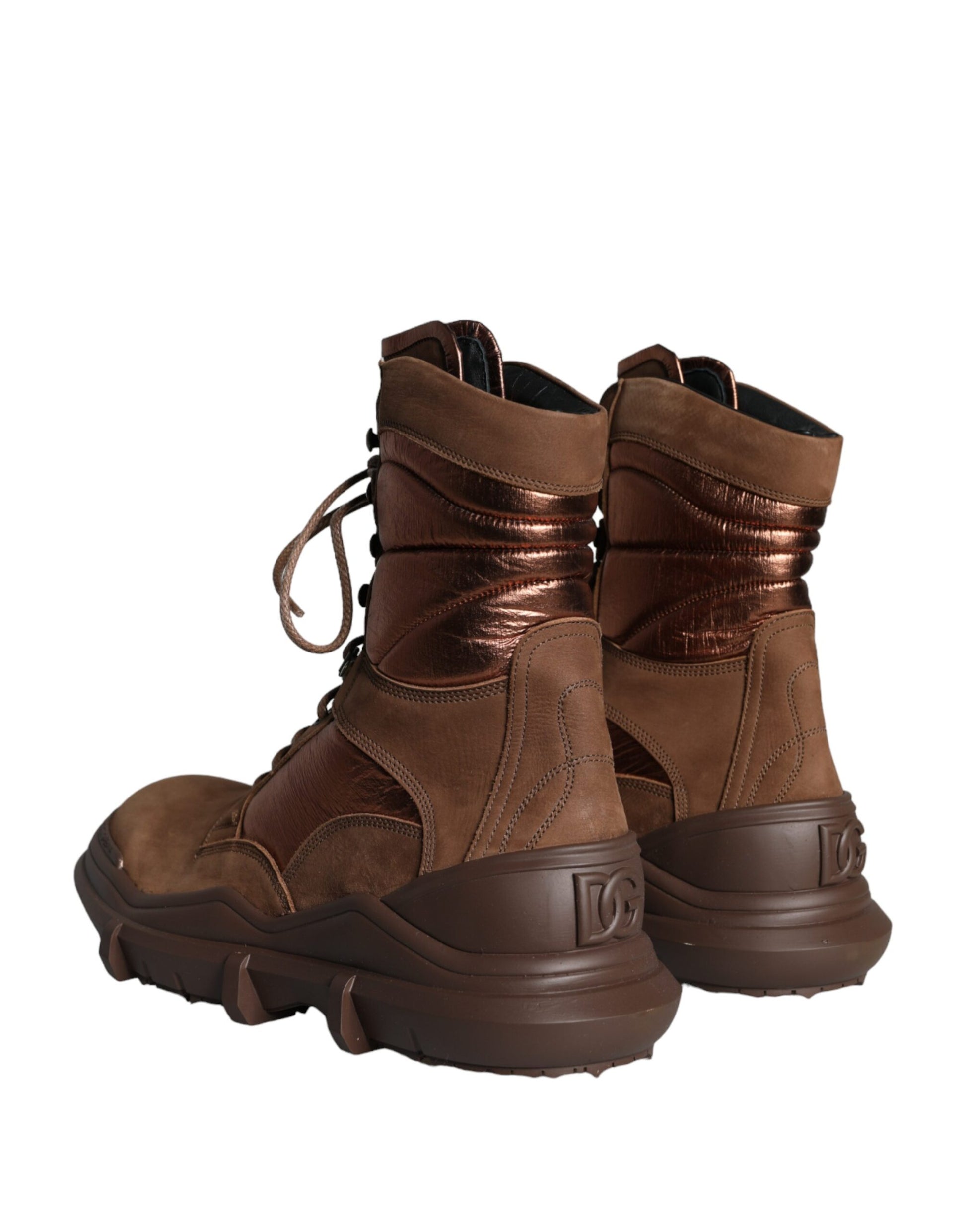 Dolce & Gabbana Brown Lace Up Boots for Men side view