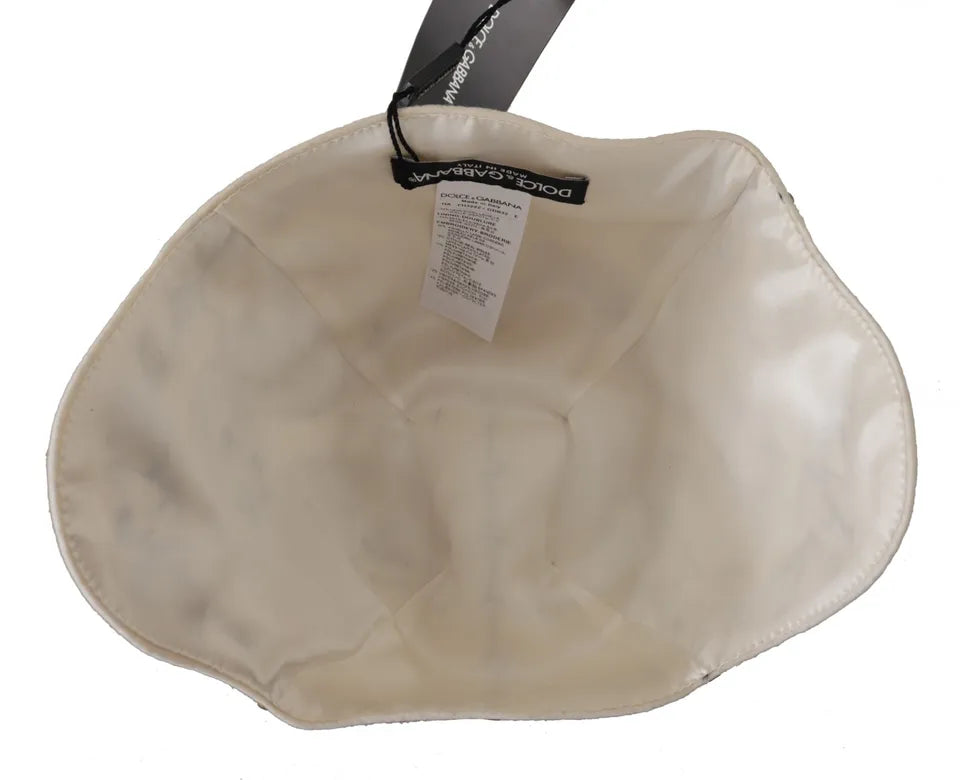 Chapeau Dolce & Gabbana en laine noire et blanche brodé d'un camée et broche