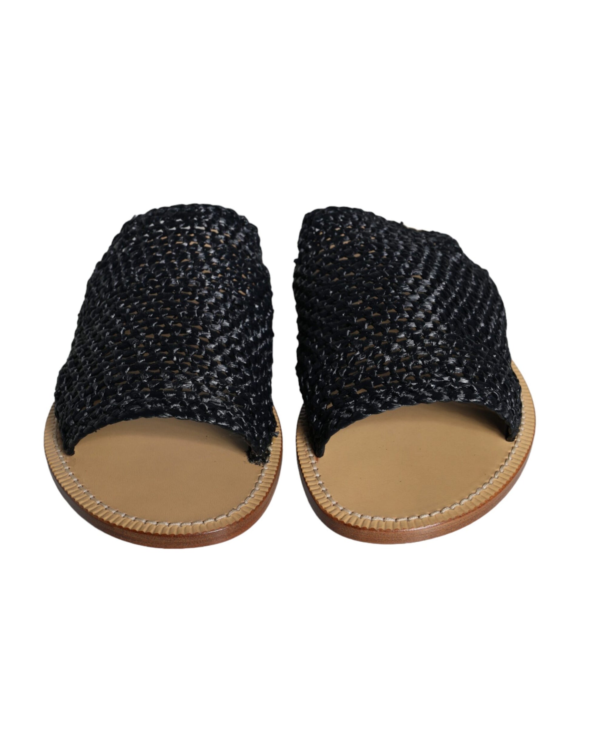 Chaussures plates en raphia tressé noir monochrome Dolce & Gabbana