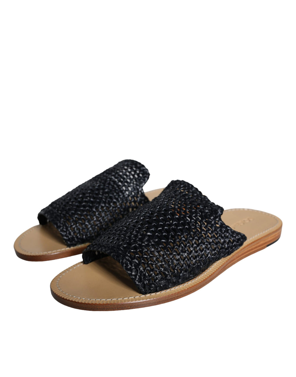 Chaussures plates en raphia tressé noir monochrome Dolce & Gabbana