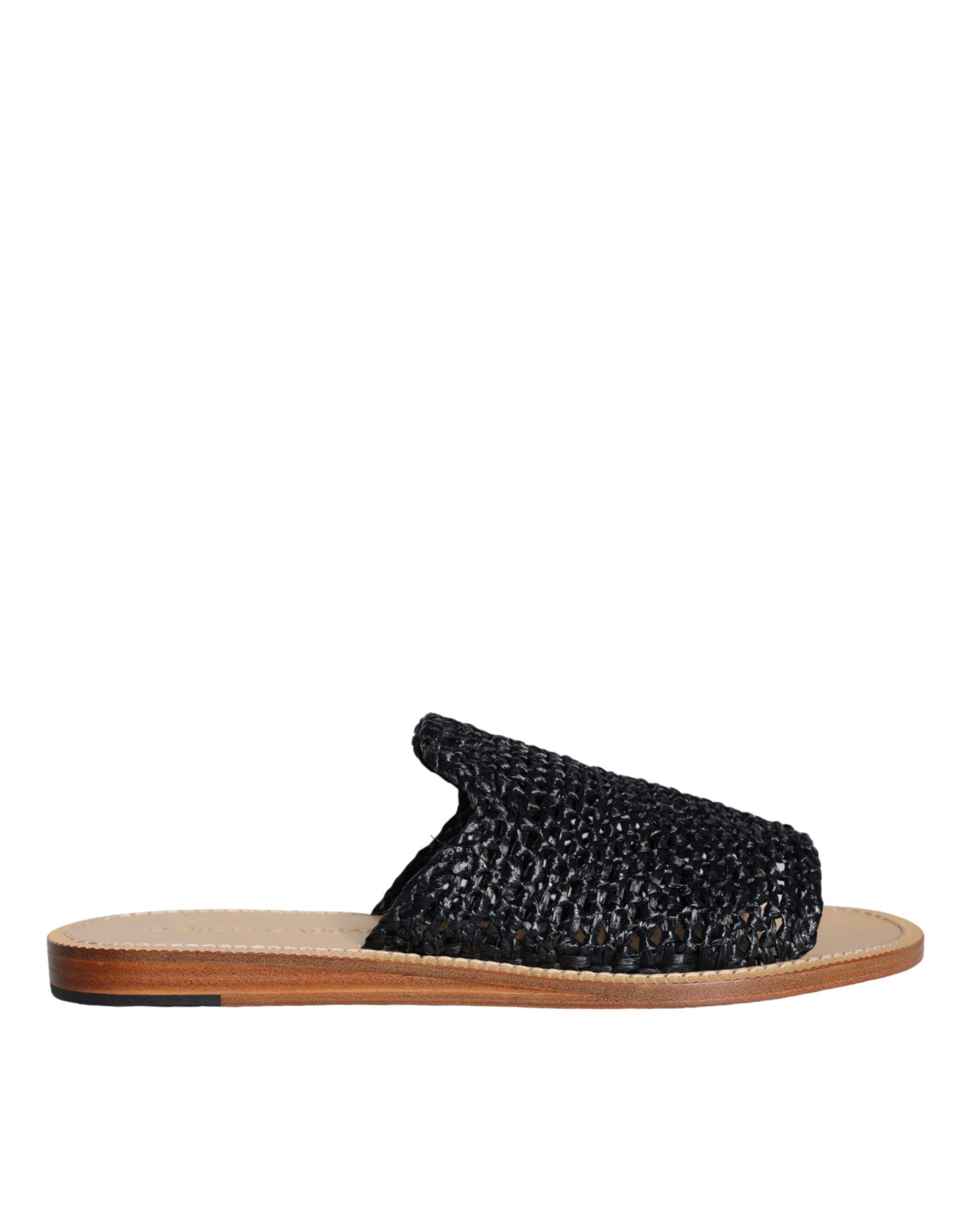 Chaussures plates en raphia tressé noir monochrome Dolce & Gabbana