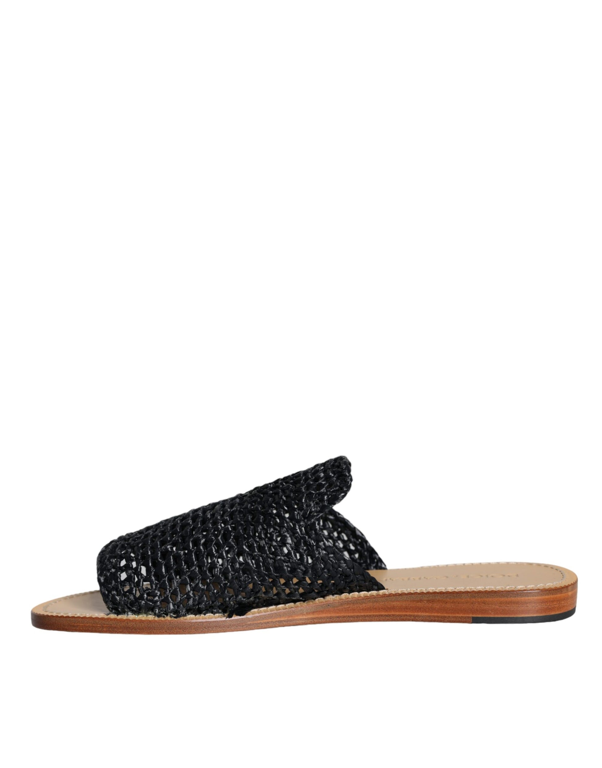 Chaussures plates en raphia tressé noir monochrome Dolce & Gabbana