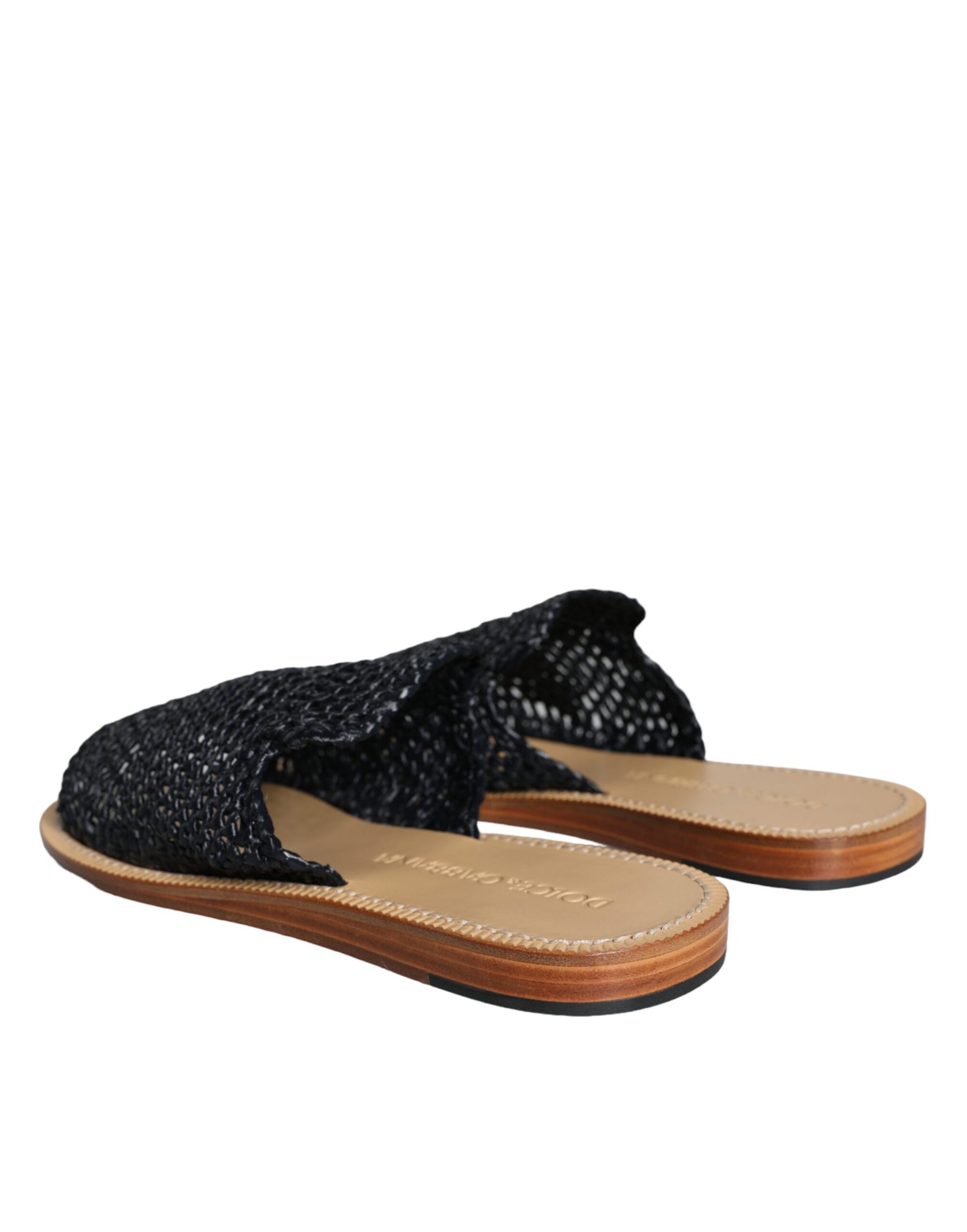 Chaussures plates en raphia tressé noir monochrome Dolce & Gabbana
