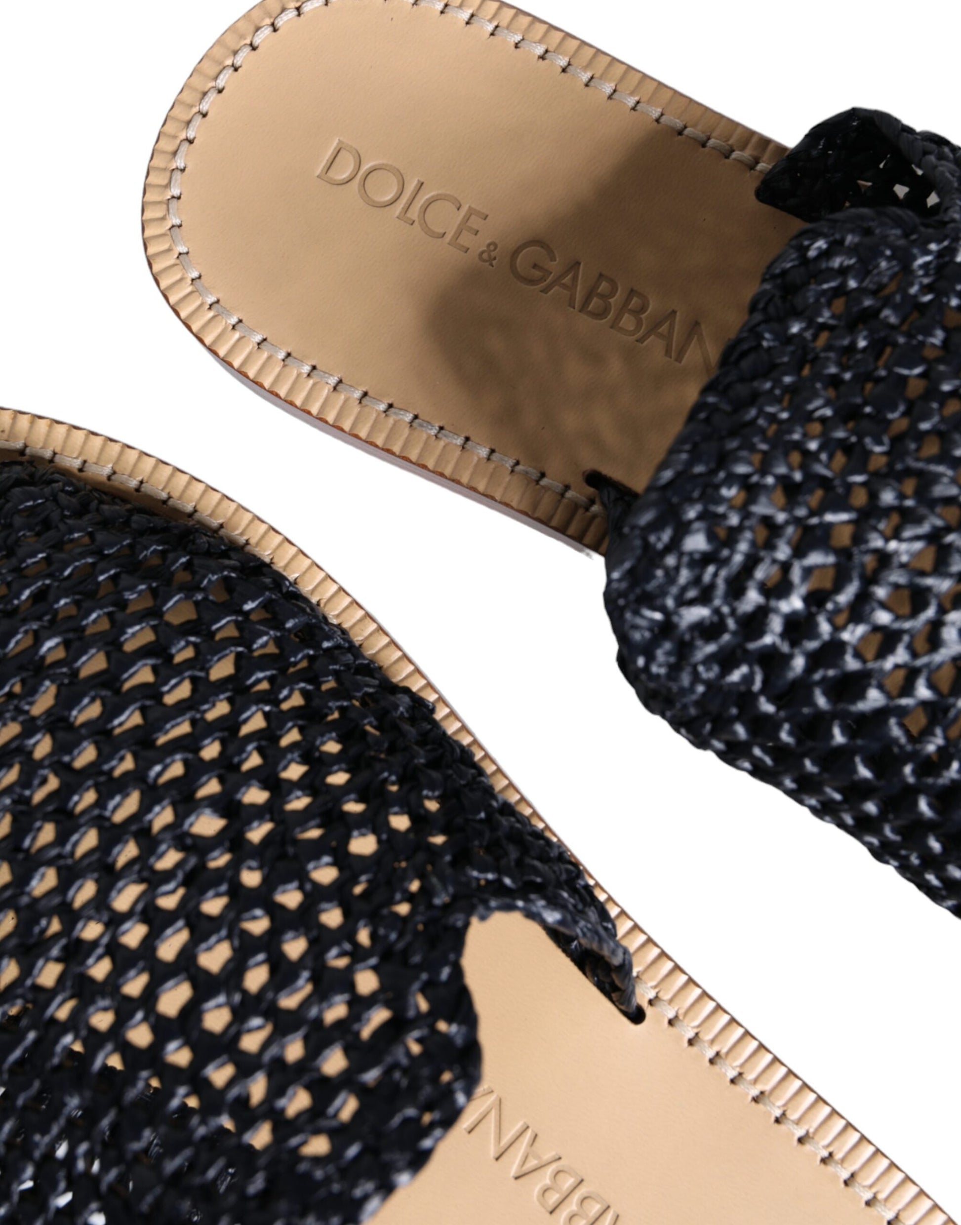 Chaussures plates en raphia tressé noir monochrome Dolce & Gabbana