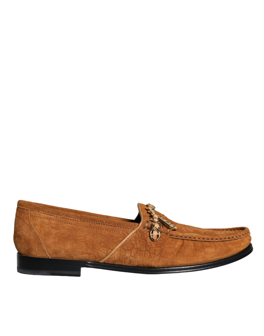 Chaussures mocassins Dolce & Gabbana en velours marron et cuir avec logo à enfiler