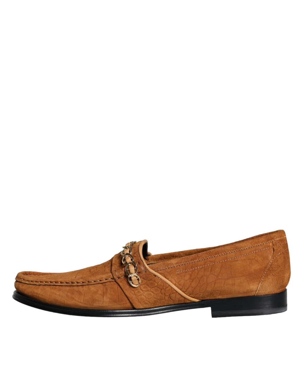 Chaussures mocassins Dolce & Gabbana en velours marron et cuir avec logo à enfiler