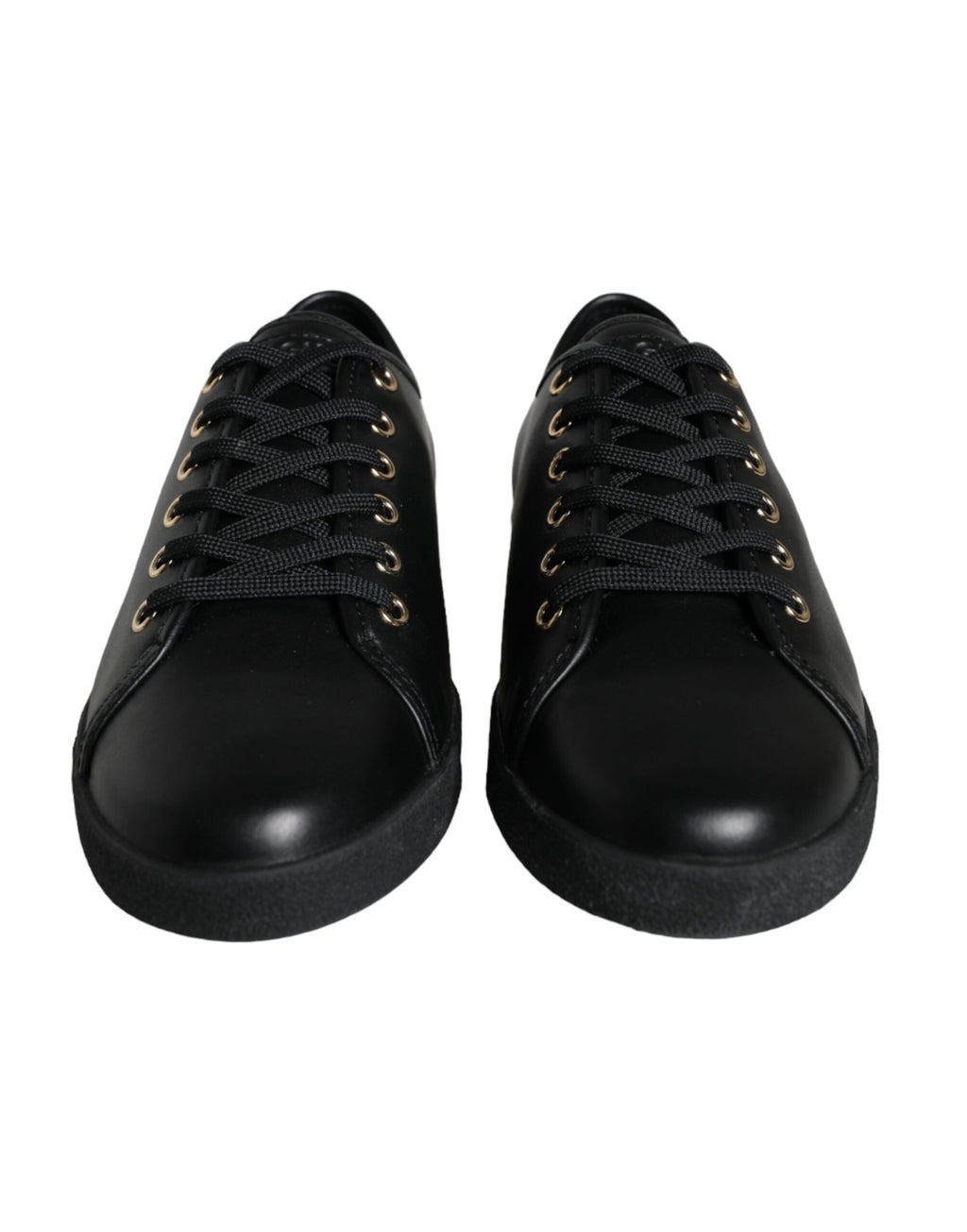 Dolce & Gabbana Baskets classiques en cuir noir et or