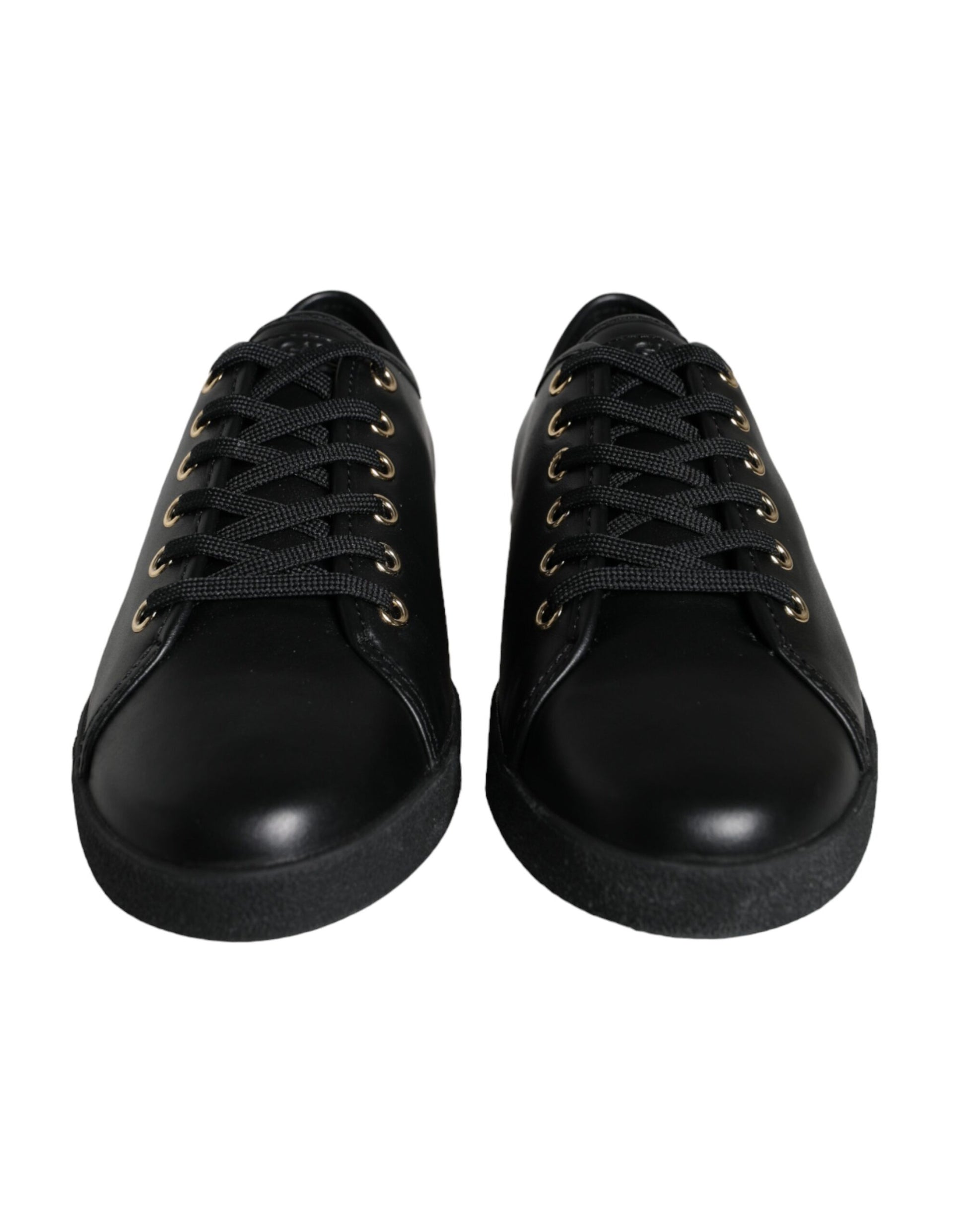 Dolce & Gabbana Baskets classiques en cuir noir et or