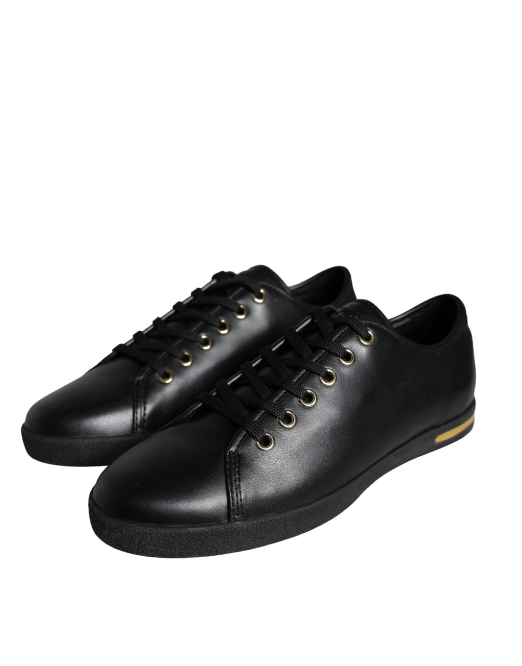 Dolce & Gabbana Baskets classiques en cuir noir et or