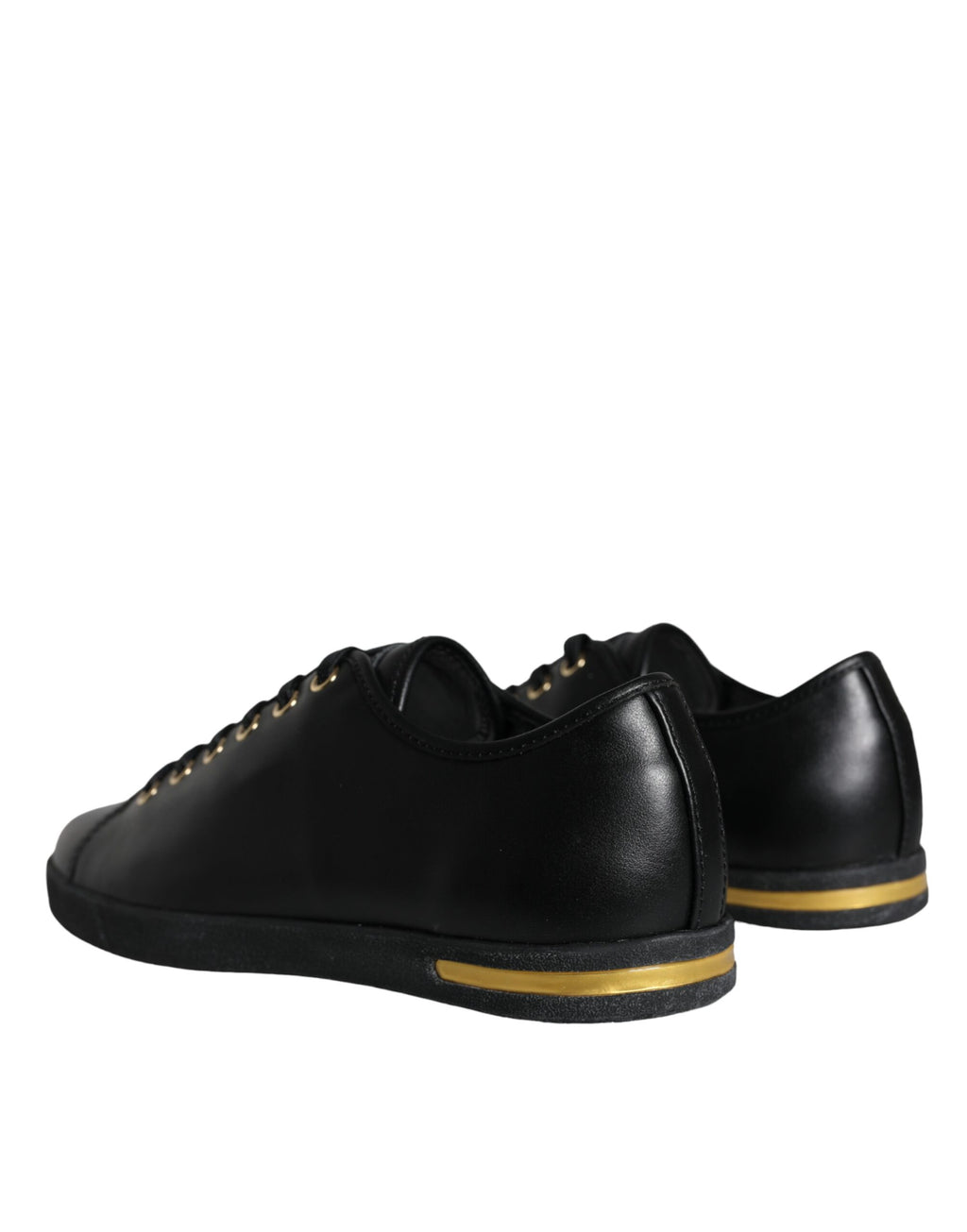 Dolce & Gabbana Baskets classiques en cuir noir et or