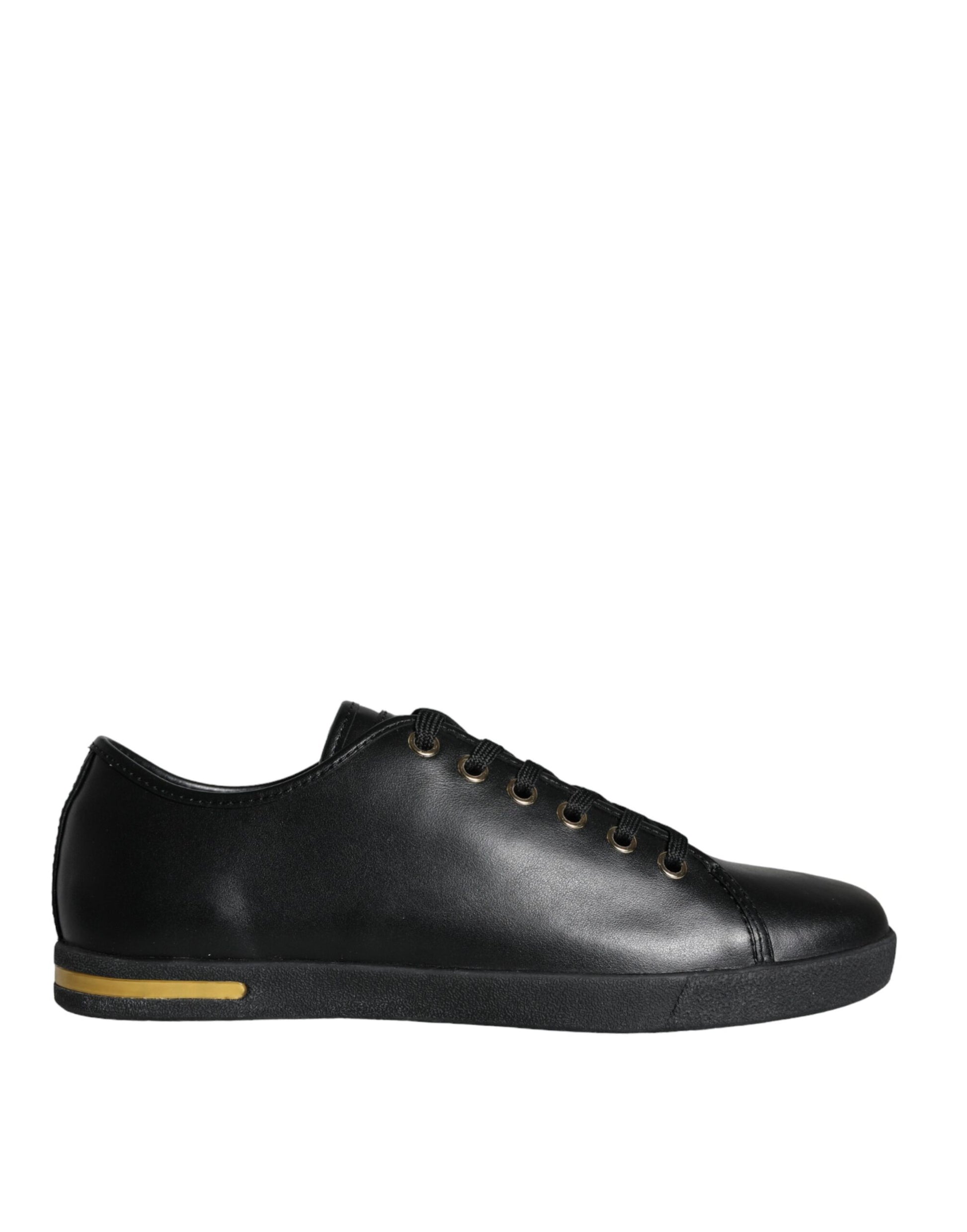 Dolce & Gabbana Baskets classiques en cuir noir et or