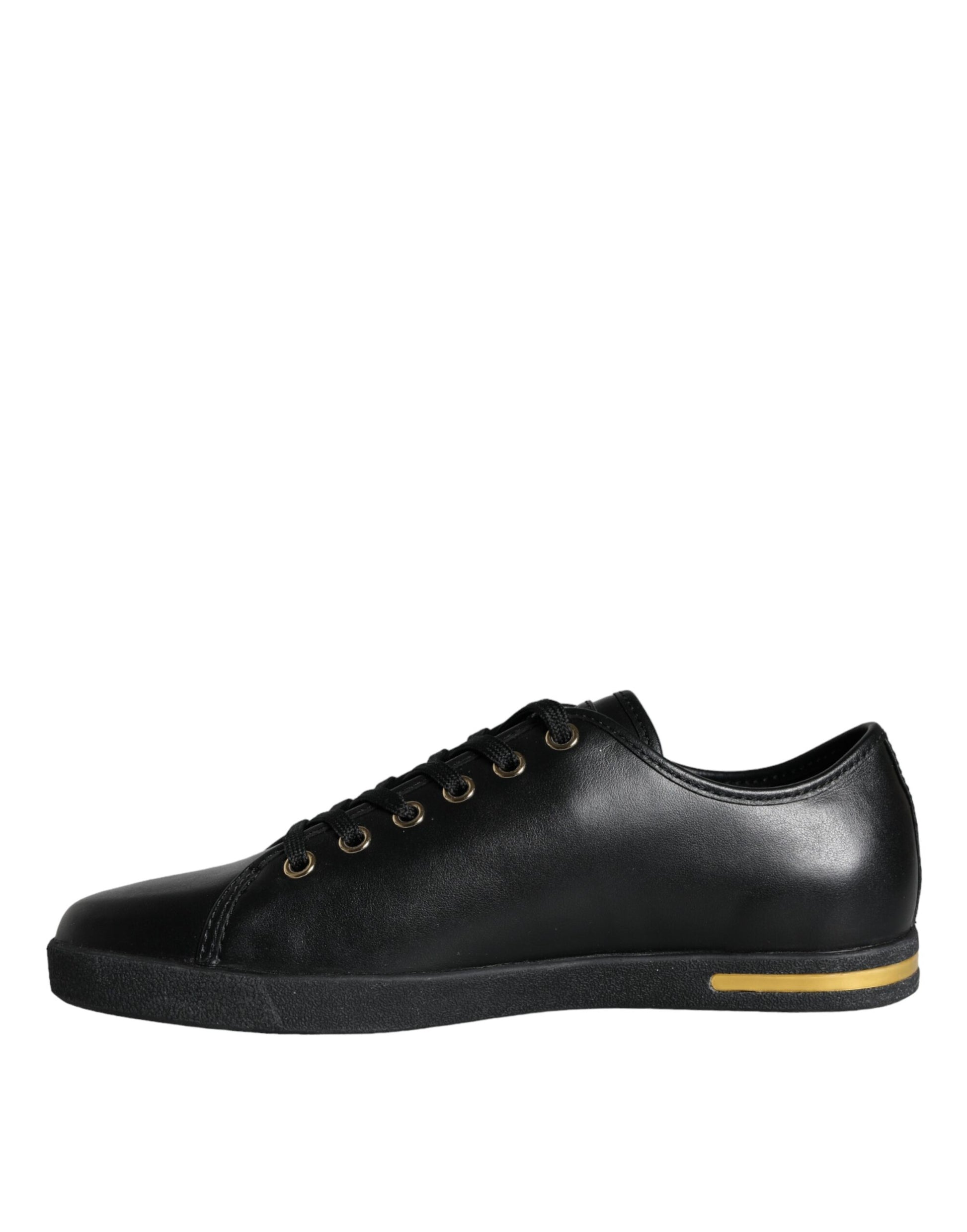 Dolce & Gabbana Baskets classiques en cuir noir et or