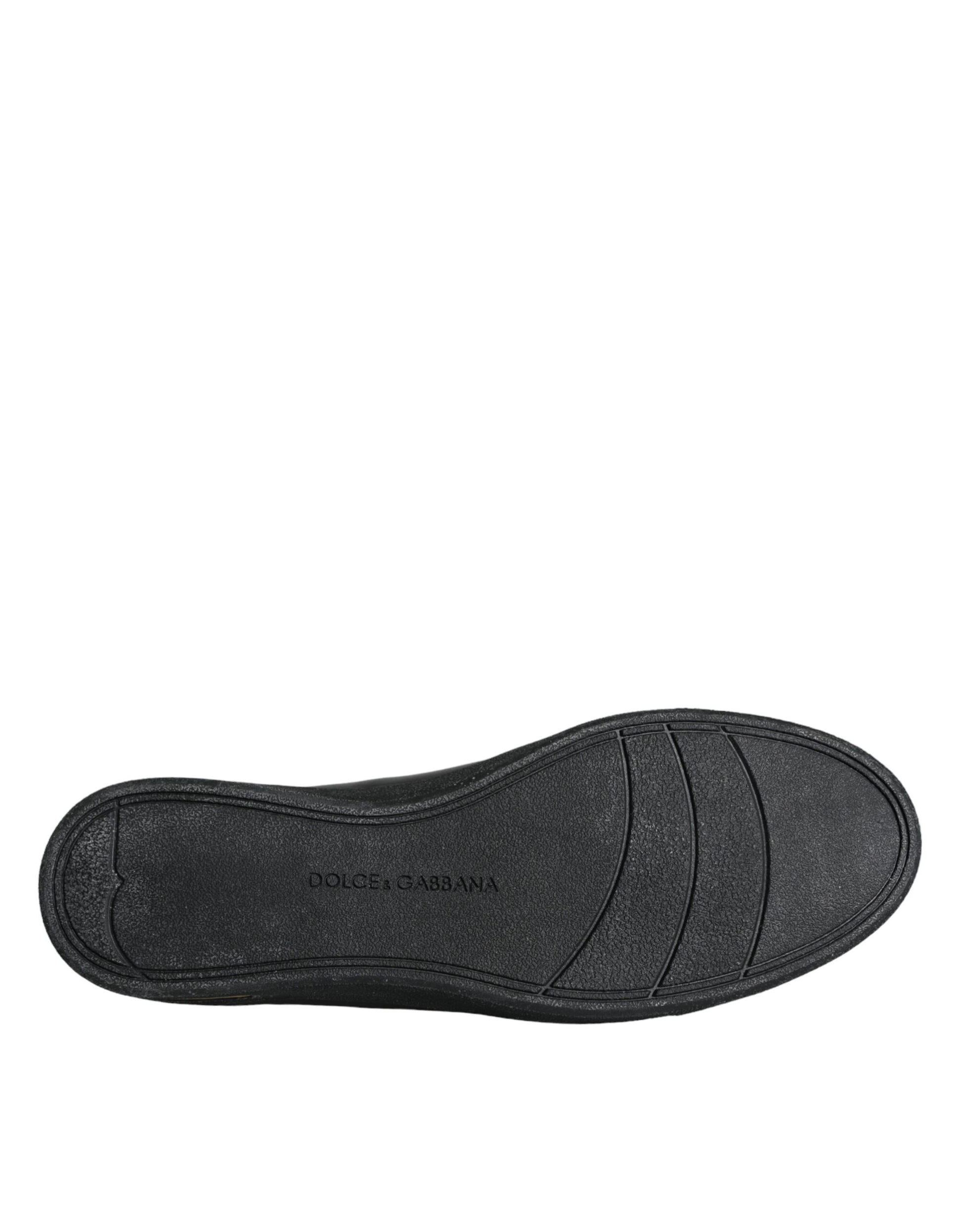 Dolce & Gabbana Baskets classiques en cuir noir et or
