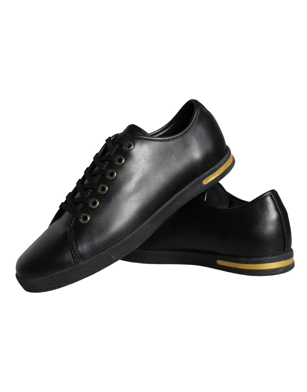 Dolce & Gabbana Baskets classiques en cuir noir et or