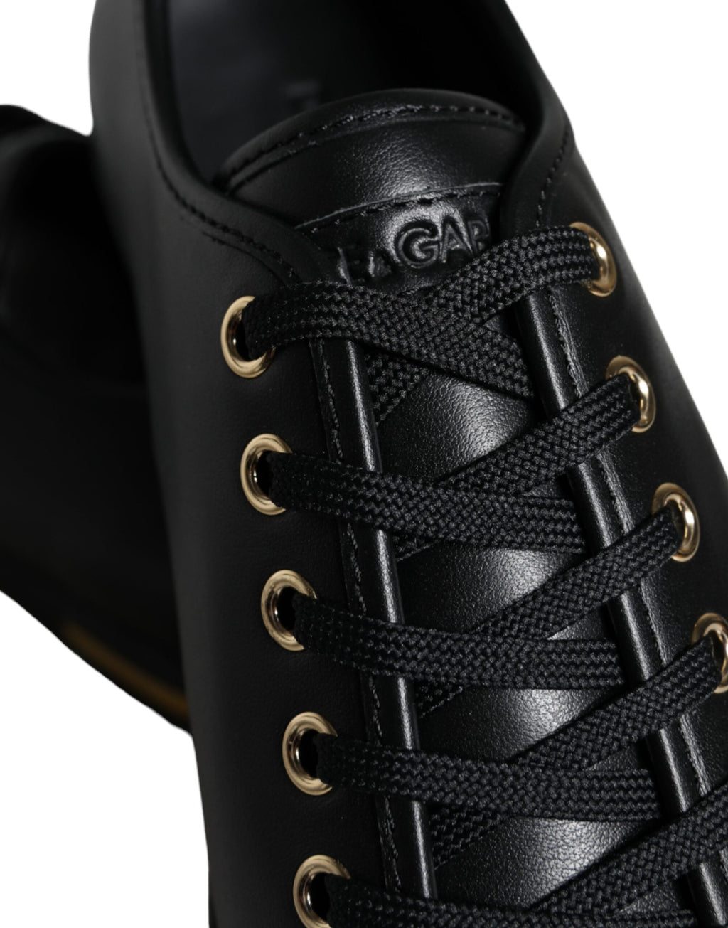 Dolce & Gabbana Baskets classiques en cuir noir et or