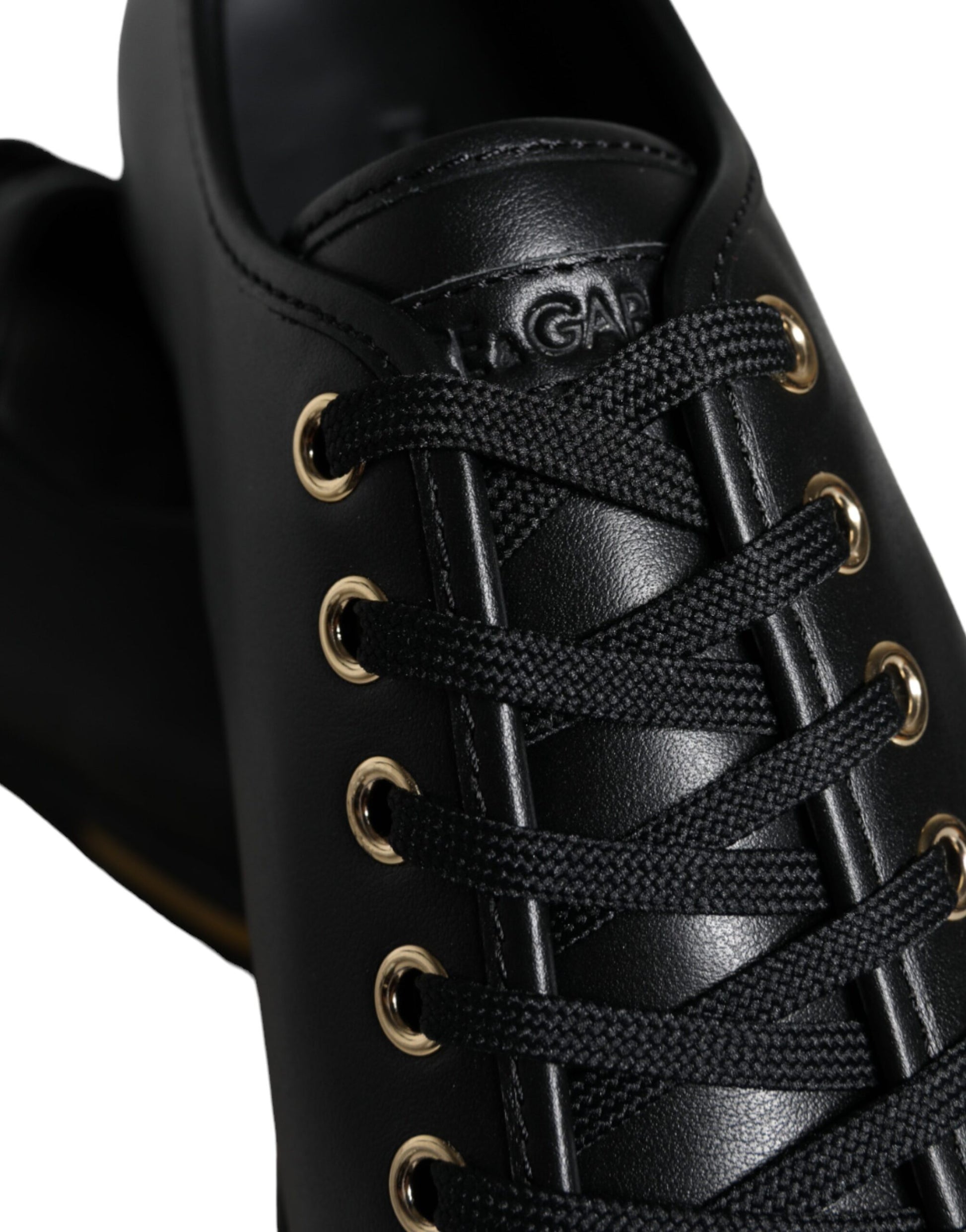 Dolce & Gabbana Baskets classiques en cuir noir et or