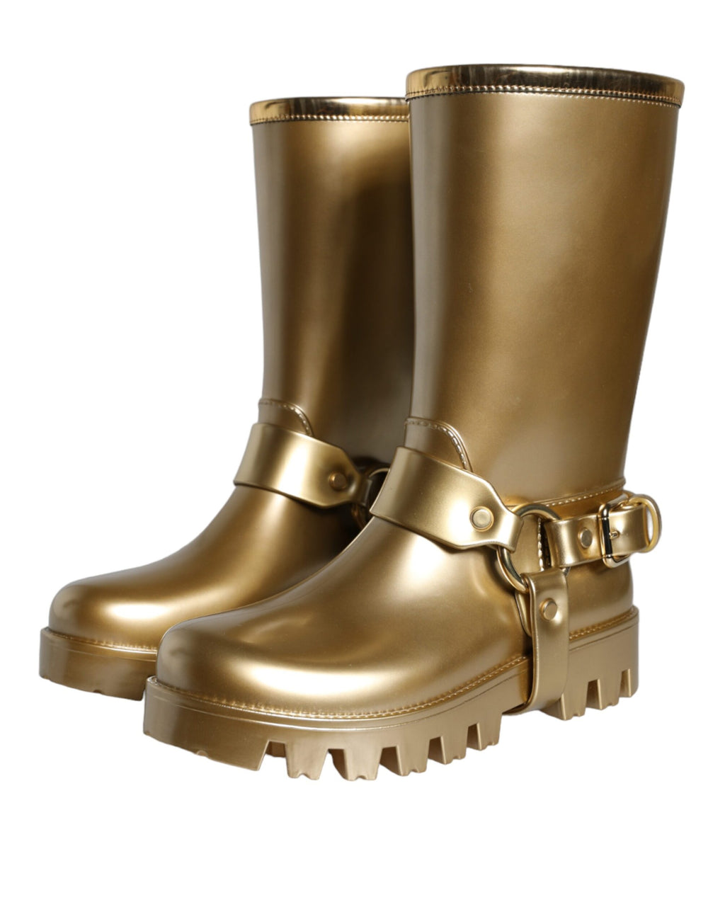 Bottes de pluie Dolce & Gabbana en PVC et caoutchouc doré métallique