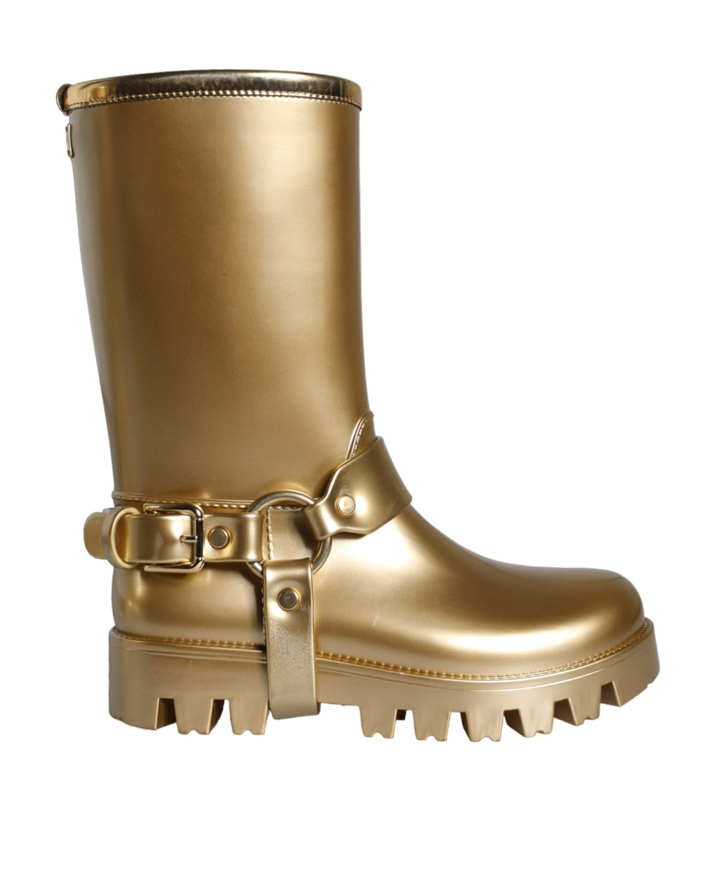 Bottes de pluie Dolce & Gabbana en PVC et caoutchouc doré métallique