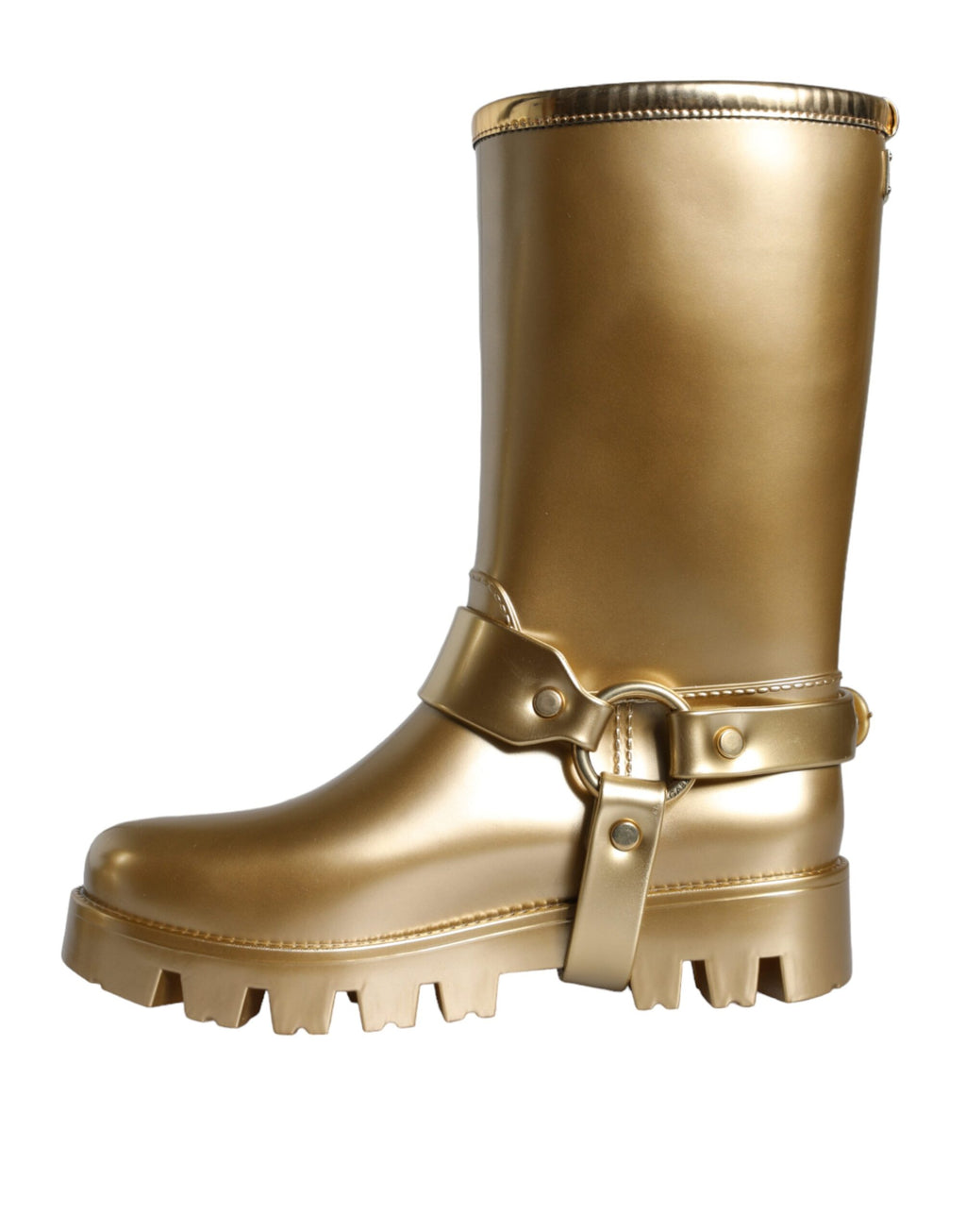 Bottes de pluie Dolce & Gabbana en PVC et caoutchouc doré métallique