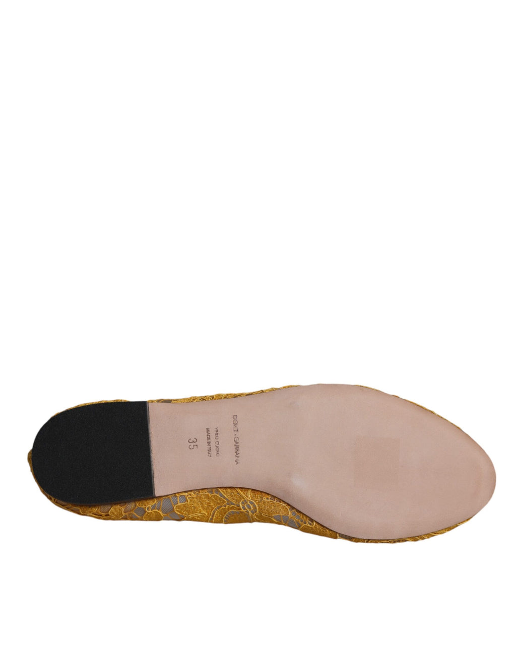 Chaussures ballerines mocassins Dolce & Gabbana en dentelle de moutarde et cristaux
