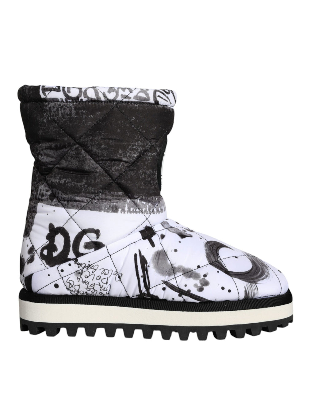 Dolce & Gabbana Bottes Mi-Mollet Blanches Matelassées à Logo Imprimé Chaussures