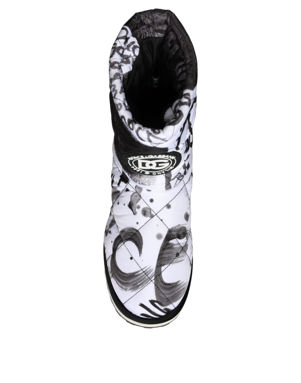 Dolce & Gabbana Bottes Mi-Mollet Blanches Matelassées à Logo Imprimé Chaussures