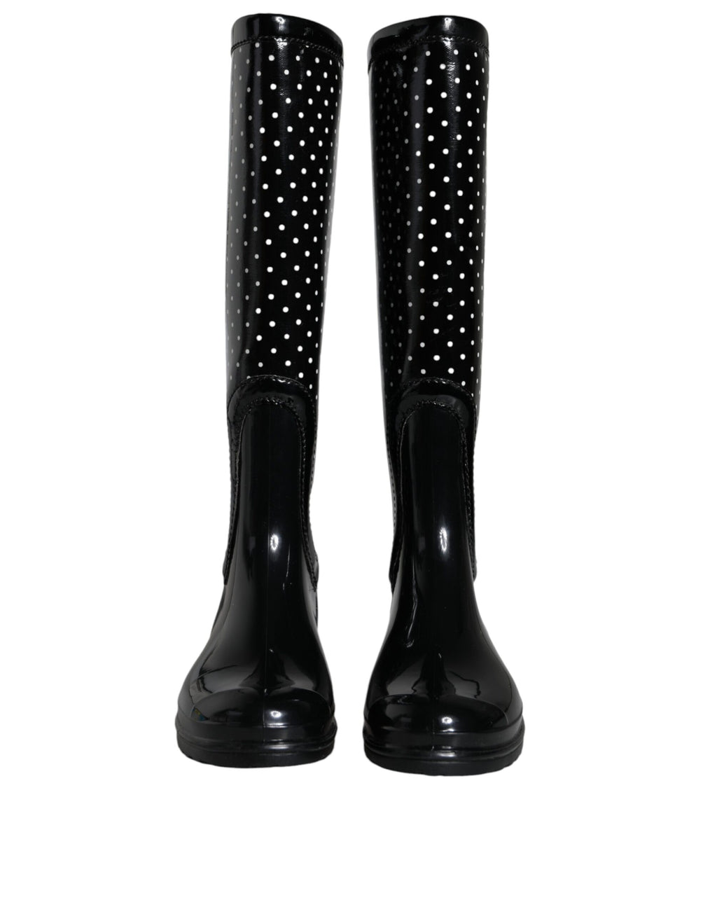 Bottes hautes en caoutchouc Dolce & Gabbana noires à pois