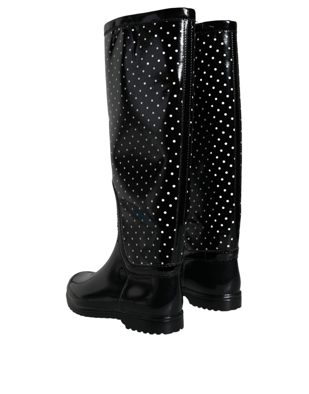 Bottes hautes en caoutchouc Dolce & Gabbana noires à pois