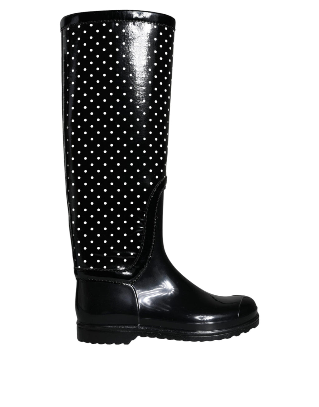 Bottes hautes en caoutchouc Dolce & Gabbana noires à pois