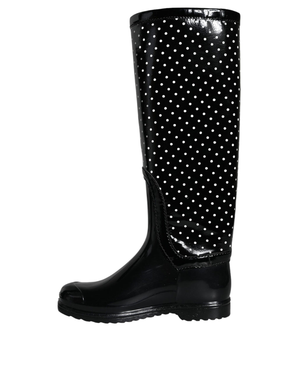 Bottes hautes en caoutchouc Dolce & Gabbana noires à pois