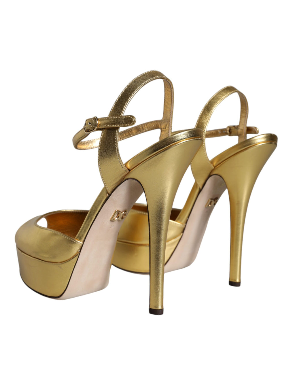 Dolce & Gabbana Gold Platforms for Women side view