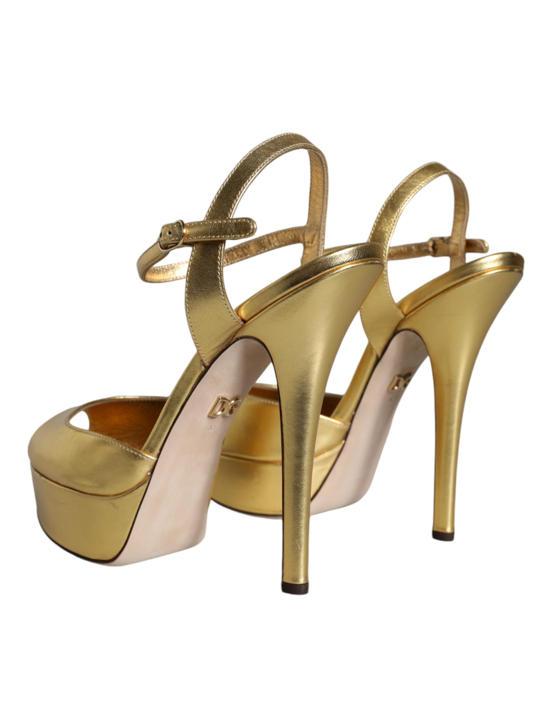 Dolce & Gabbana Gold Platforms for Women side view
