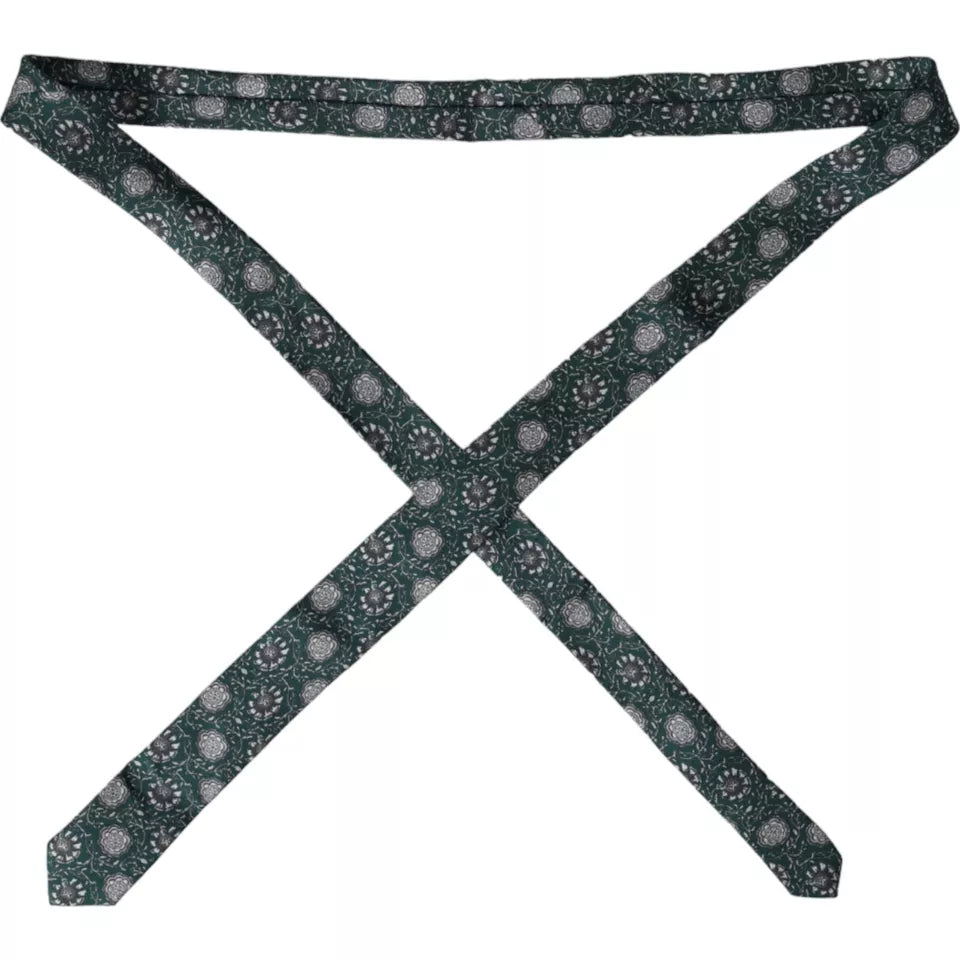 Cravate Homme Ajustable en Soie à Imprimé Floral Vert Dolce & Gabbana