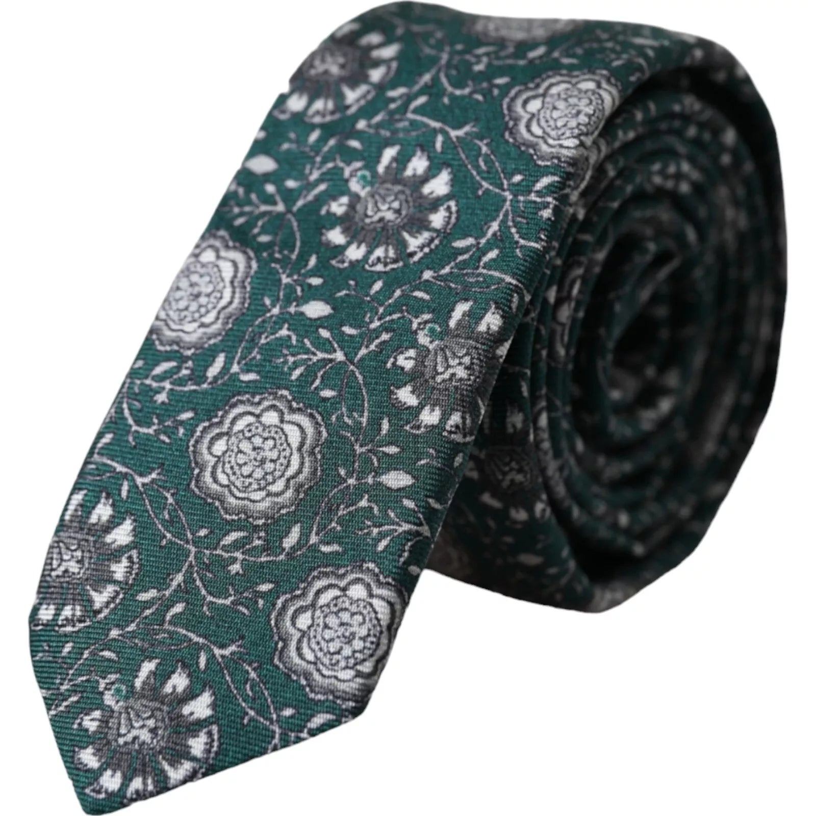Cravate Homme Ajustable en Soie à Imprimé Floral Vert Dolce & Gabbana