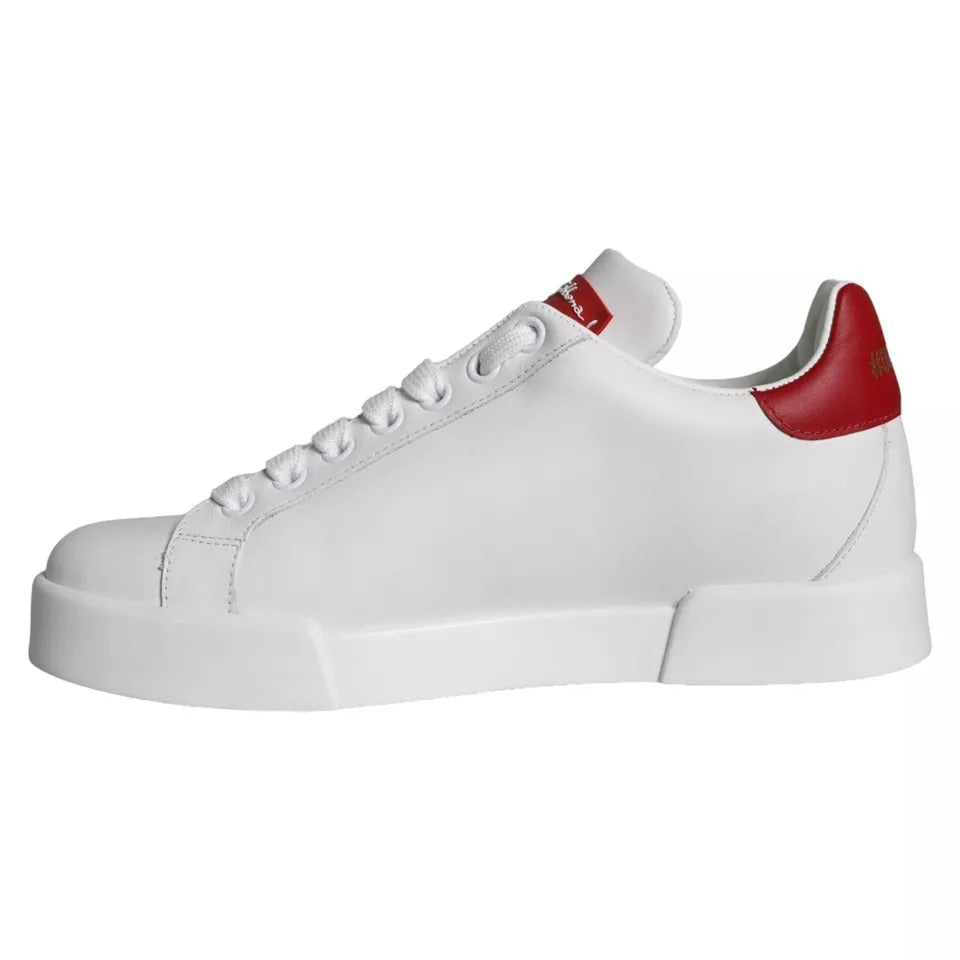 Chaussures Baskets Portofino en Nappa de Veau Blanc à Patch Dolce & Gabbana