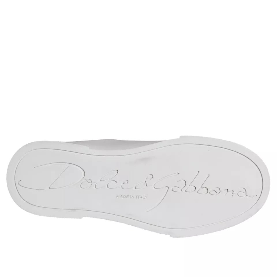 Chaussures Baskets Portofino en Nappa de Veau Blanc à Patch Dolce & Gabbana
