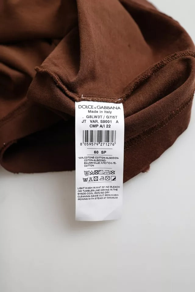T-shirt à col rond Dolce & Gabbana en coton marron Color Splash