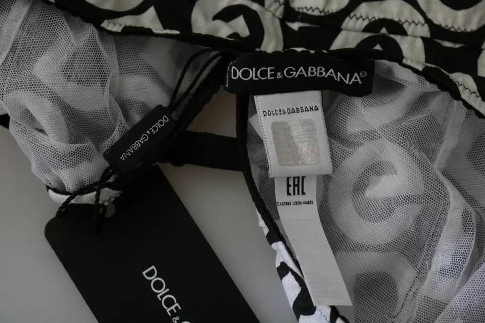 Maillot de bain sans manches Dolce & Gabbana noir imprimé DG Mania